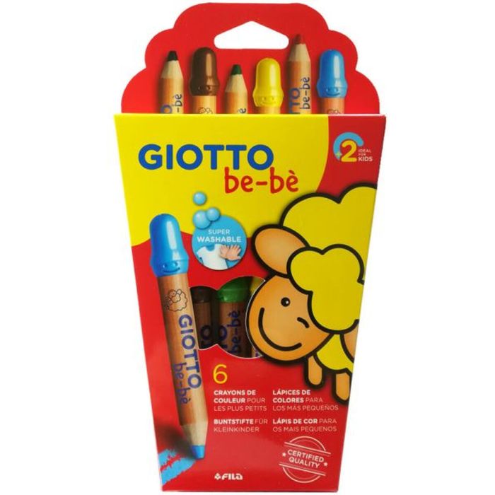 Giotto Lápices De Colores Be-Bé Súper Con Sacapuntas C-Surtios Estuche 6 Ud