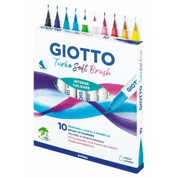 Set de Rotuladores Giotto Turbo Soft Brush Multicolor Estuche Pincel 10 Piezas 4