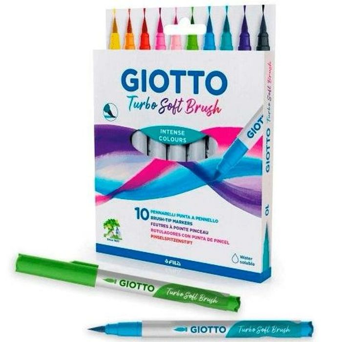 Giotto Rotuladores Turbo Soft Brush Punta Pincel C-Surtidos Estuche 10 Ud