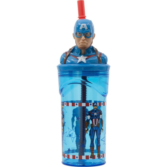 Vaso con Pajita Capitán América CZ11331 360 ml 3D 4