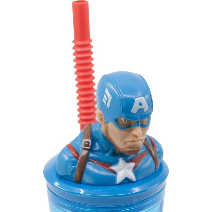 Vaso con Pajita Capitán América CZ11331 360 ml 3D 1