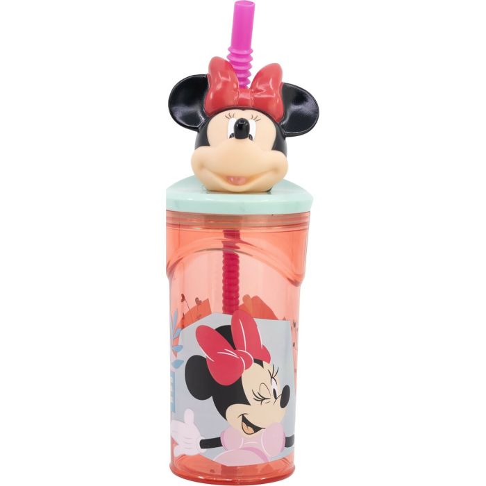 Vaso con Pajita Minnie Mouse 360 ml 3D Rosa 4