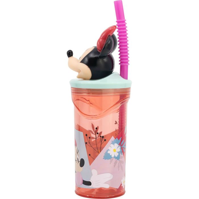 Vaso con Pajita Minnie Mouse 360 ml 3D Rosa 2