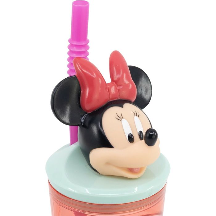 Vaso con Pajita Minnie Mouse 360 ml 3D Rosa 1