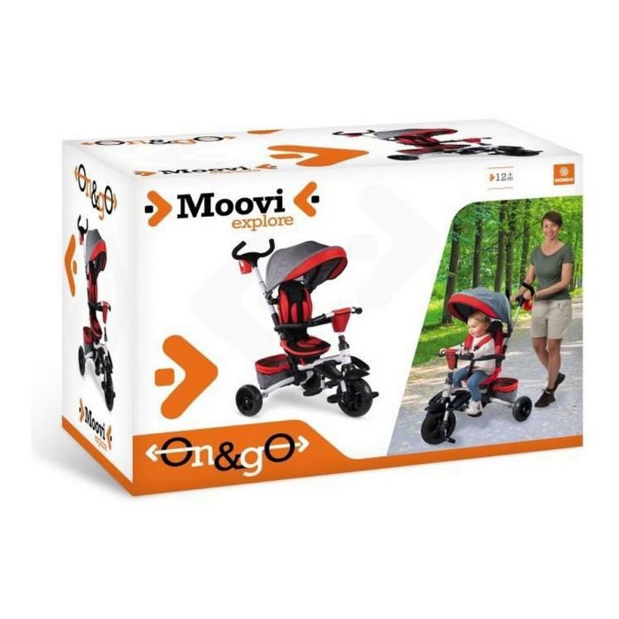 Triciclo Mondo On & Go Moovi Explore Rojo Convertible Plegable Rotación de asiento 1