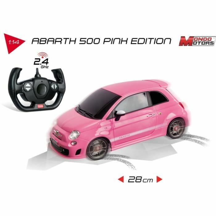 Coche Radio Control Mondo Fiat 500 Abarth Rosa 1:14 1