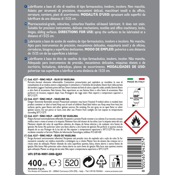 Lubricante Multiusos Arexons SVI4237 400 ml 1 Lubricante Multiusos Arexons SVI4237 400 ml 1