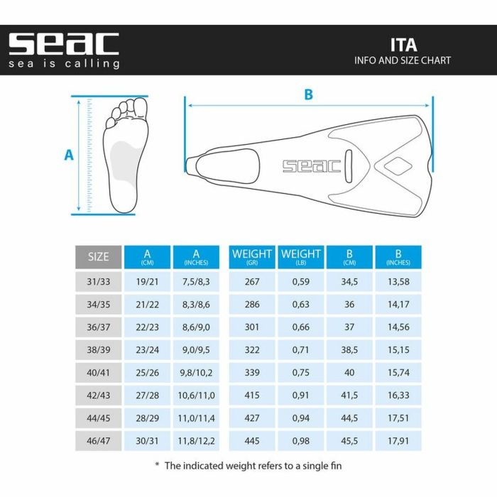 Aletas de Snorkel Seac Pinne Ita Blanco 1