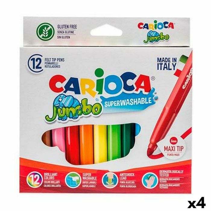 Set de Rotuladores Carioca Jumbo 12 Piezas Multicolor (12 Piezas) (4 Unidades)