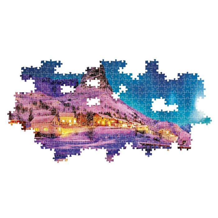 Puzzle Clementoni Panorama: Colourful night over Lofoten Island 1000 Piezas 1