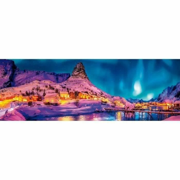 Puzzle Clementoni Panorama: Colourful night over Lofoten Island 1000 Piezas 2