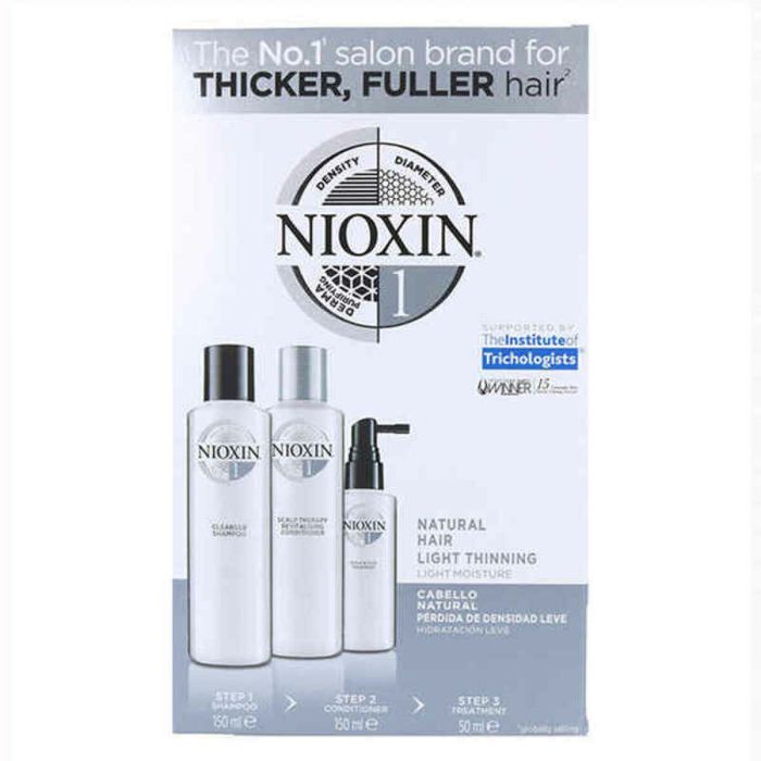 Tratamiento Capilar Fortalecedor Nioxin Trial Kit System 1 Natural Leve 3 Piezas