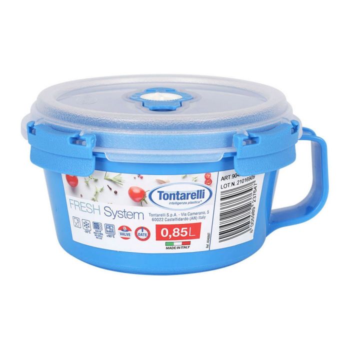 Fiambrera Tontarelli Fresh system Redonda Azul 850 ml