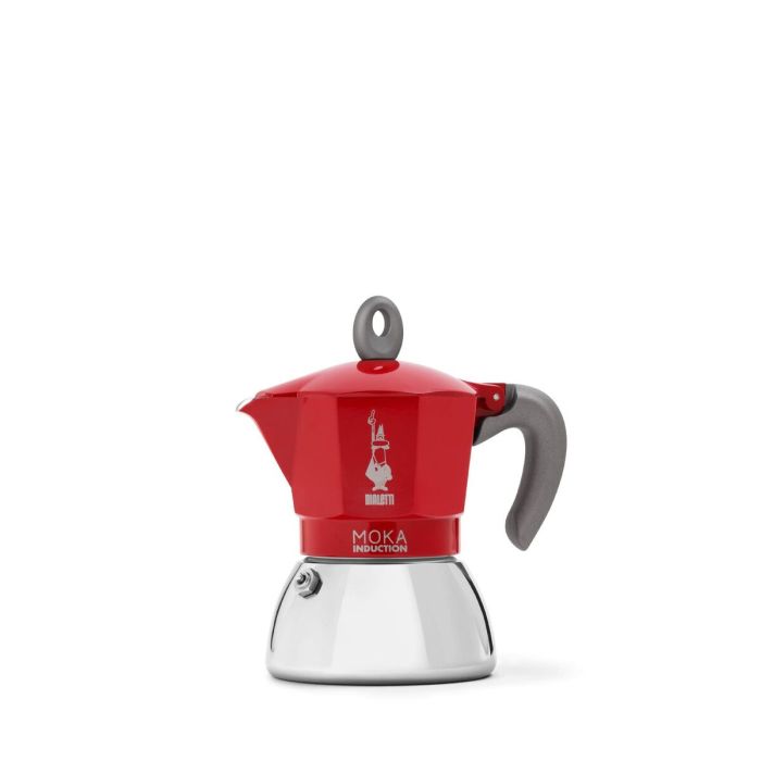 Cafetera Italiana Bialetti Moka Induction Negro Rojo Metal Acero Inoxidable Aluminio 150 ml 200 ml 4 Tazas (1 Pieza) 5