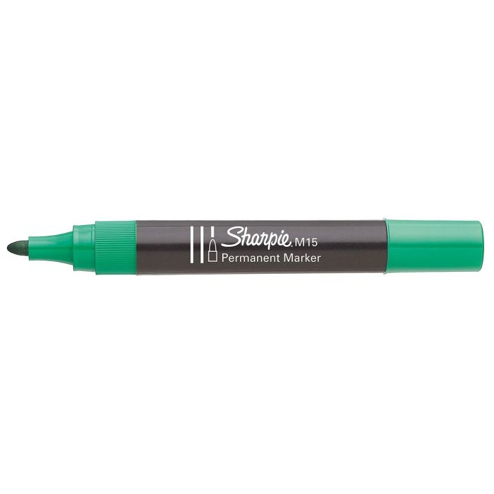 Sharpie Marcador Permanente Verde M15 Punta Redonda Caja 12 Ud