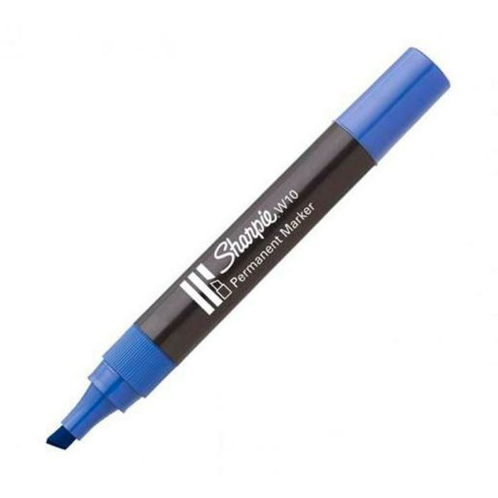 Sharpie Marcador Permanente W10 Punta Biselada Azul Caja 12 Ud