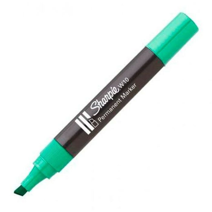 Sharpie Marcador Permanente W10 Punta Biselada Verde 12 Ud