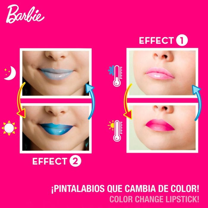 Kit para crear Maquillaje Barbie Studio Color Change Pintalabios 15 Piezas 4