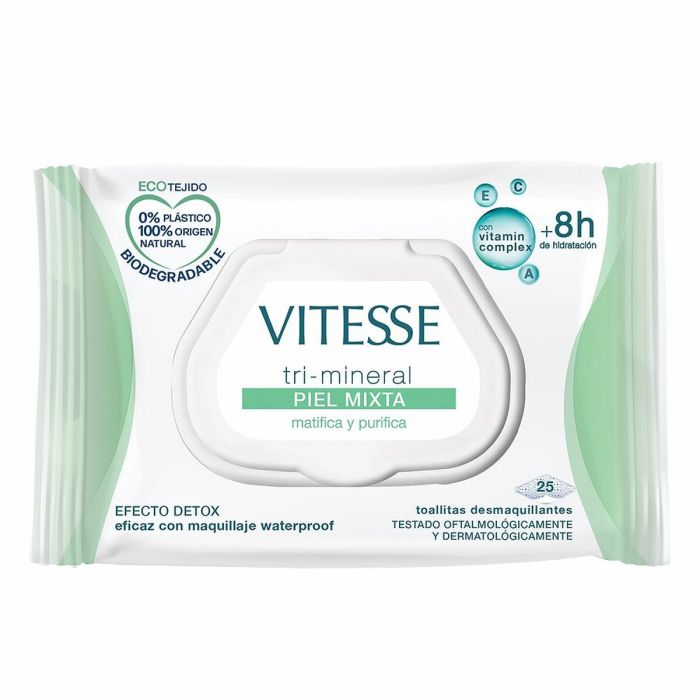 Toallitas Desmaquillantes Vitesse Tri-Mineral Piel Mixta (25 Unidades)