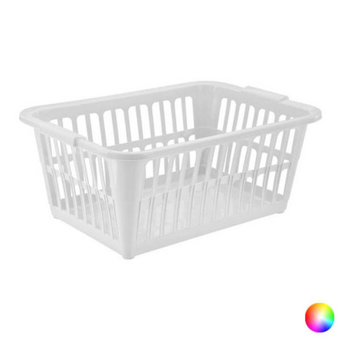 Cesta de almacenamiento rectangular de plástico blanco 28,5 litros