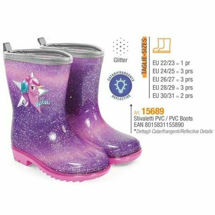 Botas de Agua Infantiles Perletti PVC Unicornio 1 Botas de Agua Infantiles Perletti PVC Unicornio 1