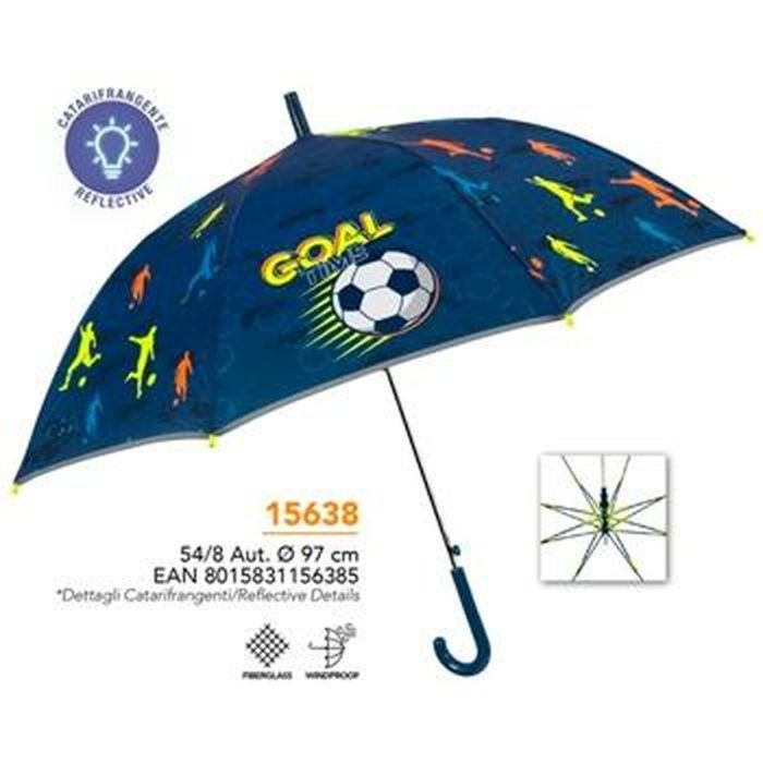 Paraguas Perletti Azul Fibra de Vidrio 97 cm Infantil Fútbol 1