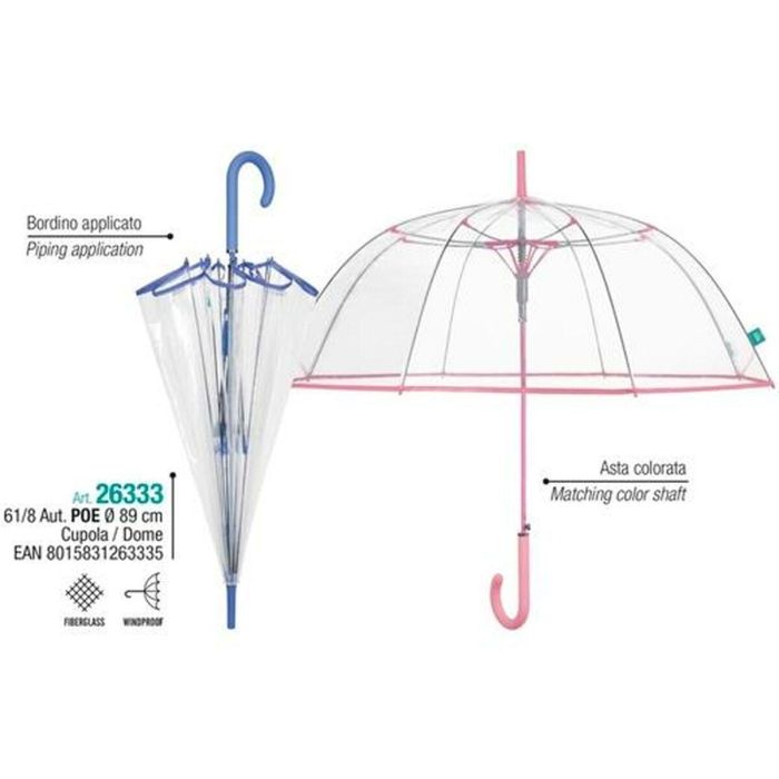 Paraguas Perletti Transparente Microfibra Ø 89 cm Con ribete 1