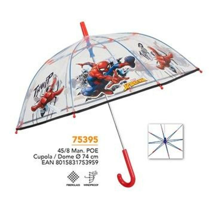 Paraguas Spider-Man Perletti Transparente Fibra de Vidrio 74 cm Infantil 1