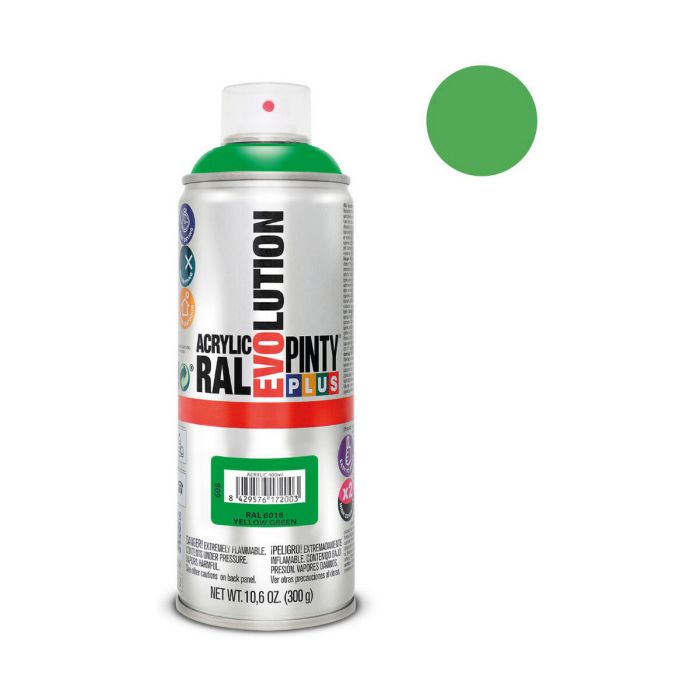 Pintura en spray Pintyplus Evolution RAL 6018 300 ml Yellow Green 1