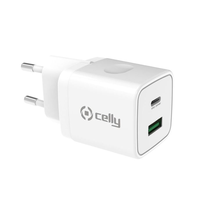 Celly Cargador Pared 1 Usb - 1 Usb-C 20 W Blanco