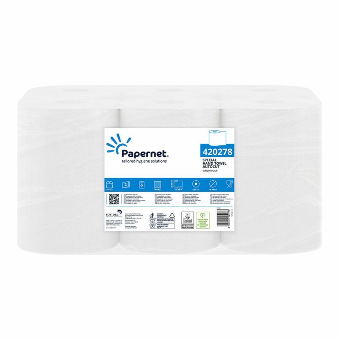 Papel secamanos Papernet Autocut 418997 Blanco Doble capa 6 Unidades