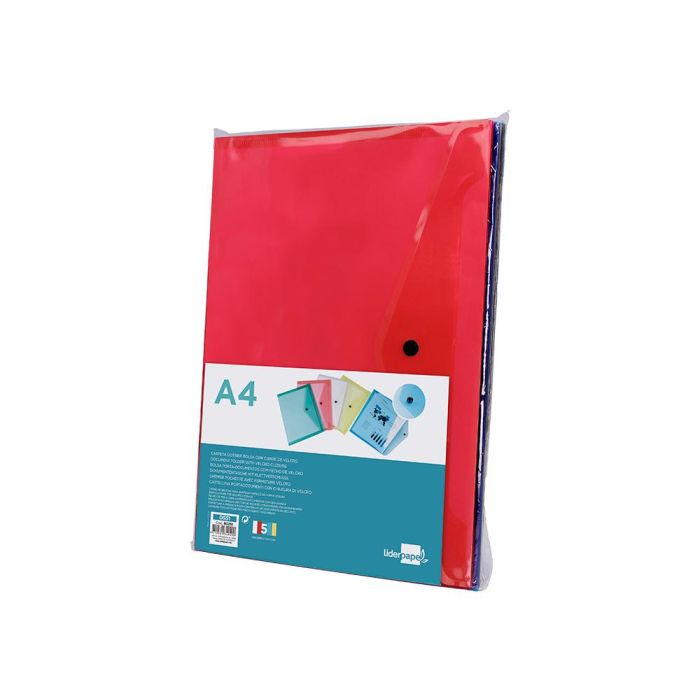 Carpeta Liderpapel Dossier Broche Transparente Din A4 Colores Surtidos Paquete De 5 Retractilado 8