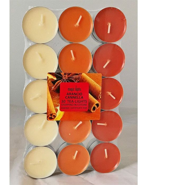 Pack 30 unid. velas con aroma naranja-canela 3,7cm magic lights