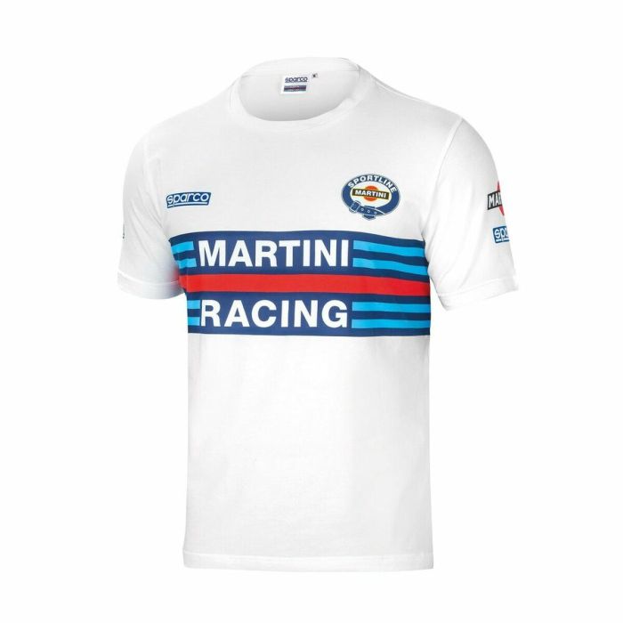 Sparco S01274MRBI1S Camiseta Martini Racing Blanco Talla S | 95% Algodón, Estilo Icónico Retro Automovilismo