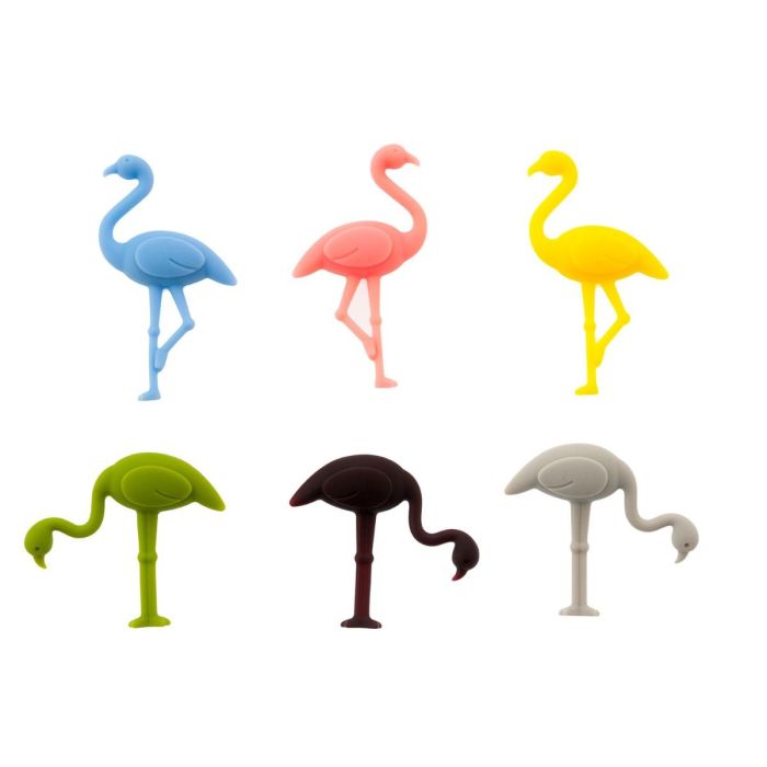 Set 6 Identificadores Copas Silicona Flamingo Koala 5,5x4,5x2,2 cm
