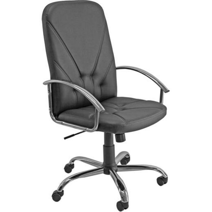 Unisit Sillón Direccion Dante Cuero Negro Base Cromada