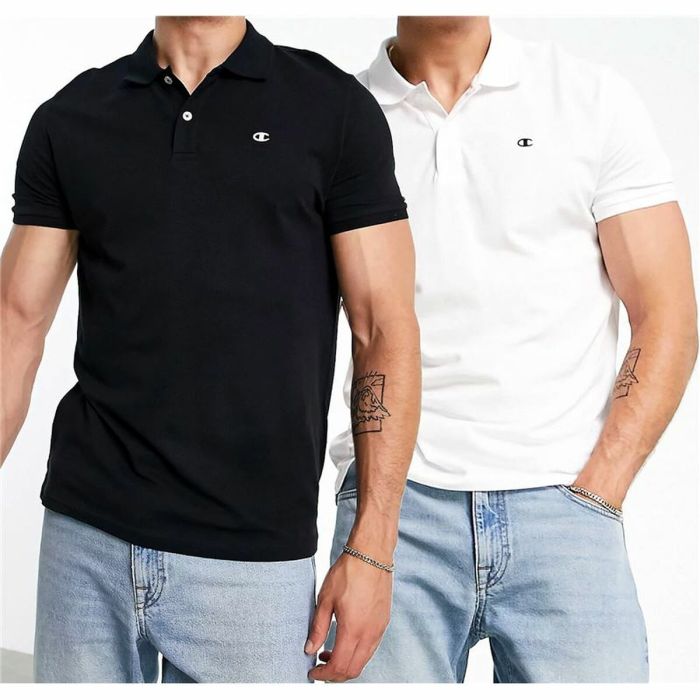 Polo de Manga Corta Hombre Champion Negro 1