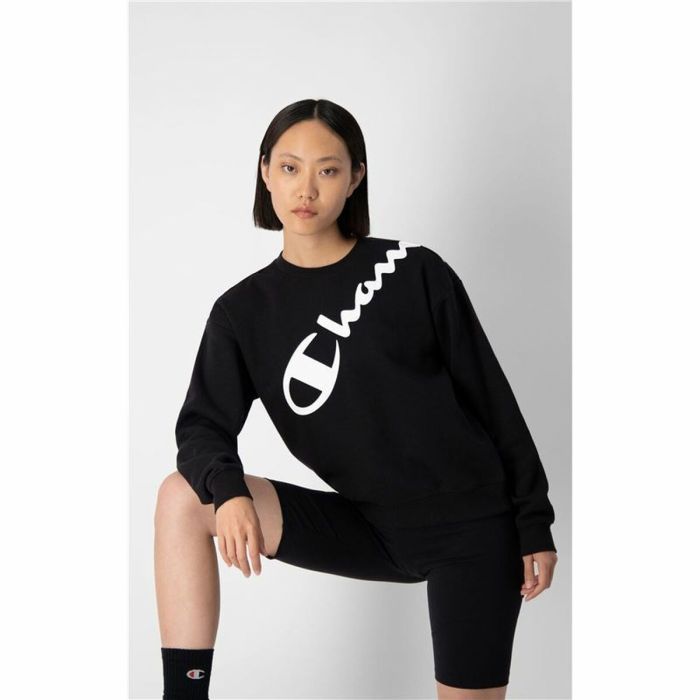 Sudadera sin Capucha Mujer Champion Diagonal Logo Negro 3