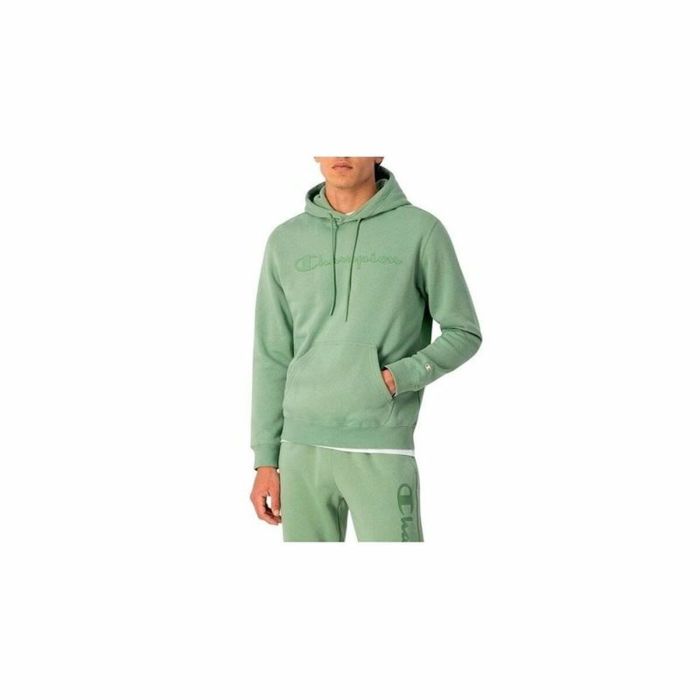 Sudadera con Capucha Hombre Champion Crewneck Blanco Verde limón 2