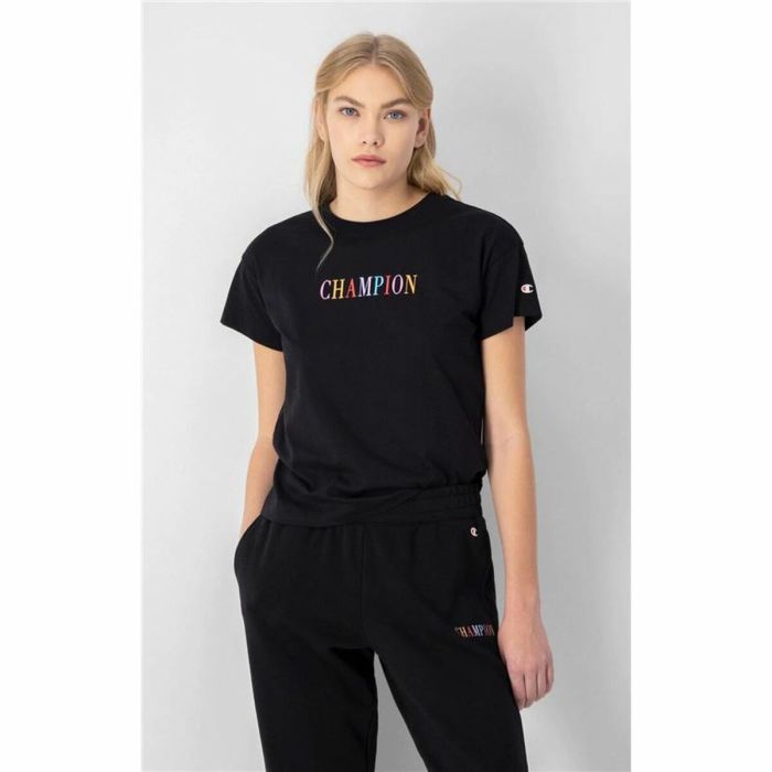 Camiseta de Manga Corta Mujer Champion Crewneck Croptop Negro 4