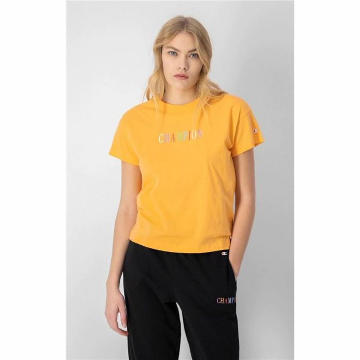 Camiseta de Manga Corta Mujer Champion Crewneck Croptop Amarillo 3