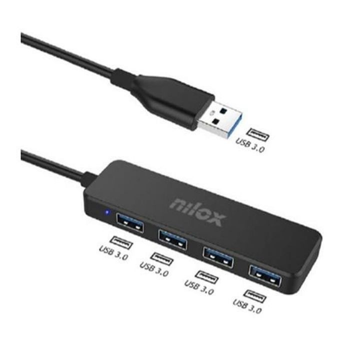 Hub USB 4 Puertos Nilox NXHUB402 Negro