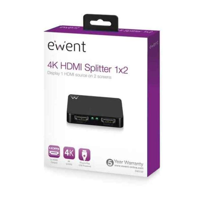 Switch HDMI Ewent EW3720 4K Negro 1