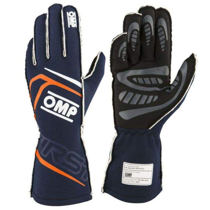 Guantes OMP OMPIB0-0776-A01-249-L Naranja L FIA 8856-2018 Azul marino