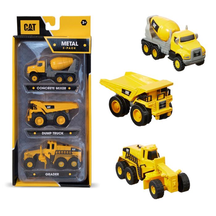 Pack 3 Vehículos Obras 10Cm Caterpillar 82273 Funrise