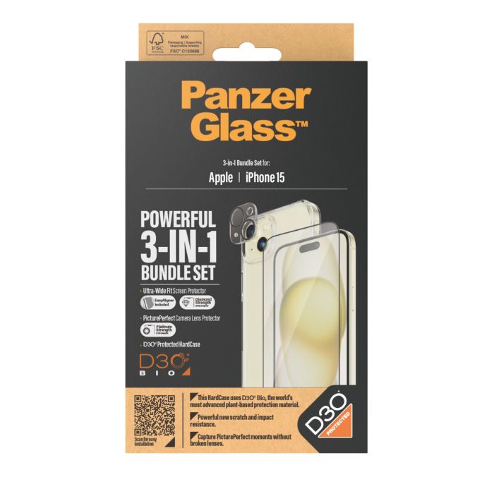 Protector de Pantalla para Móvil Panzer Glass B1172+2809 Apple iPhone 15 4