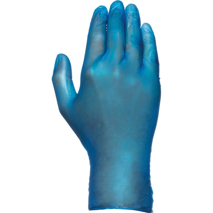 Caja 100 guantes desechables vinilo azul sin polvo talla 10 juba 1