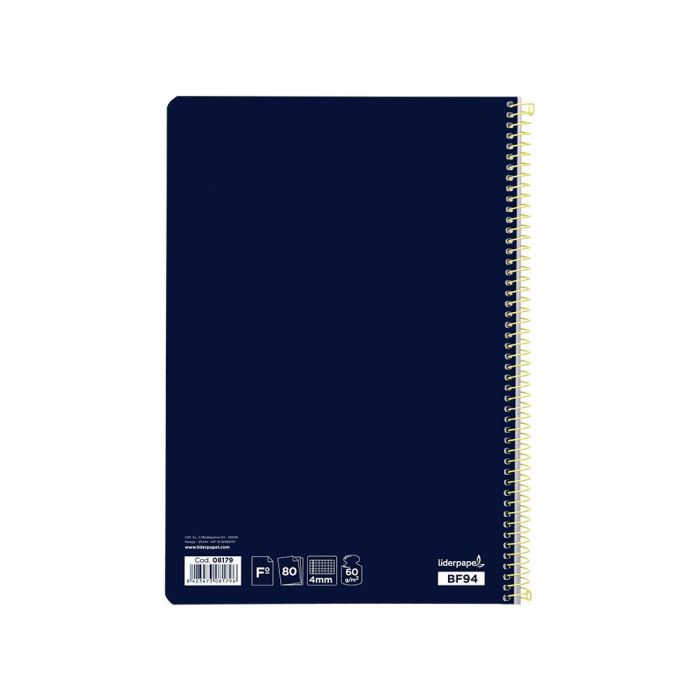Cuaderno Espiral Liderpapel Folio Smart Tapa Blanda 80H 60 gr Cuadro 4 mm Con Margen Color Azul Oscuro 10 unidades 2