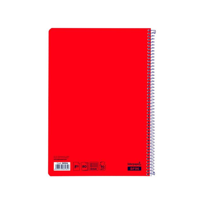 Cuaderno Espiral Liderpapel Folio Smart Tapa Blanda 80H 60 gr Cuadro 4 mm Con Margen Color Rojo 10 unidades