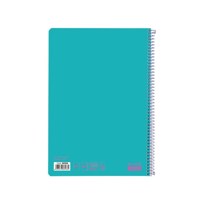 Cuaderno Espiral Liderpapel Folio Smart Tapa Blanda 80H 60 gr Cuadro 4 mm Con Margen Color Turquesa 10 unidades 1